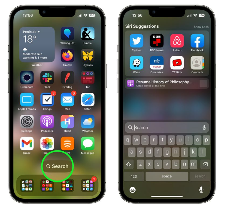 石河子乡苹果手机维修分享升级到 iOS 16 后，如何删除主屏幕上的搜索按钮 