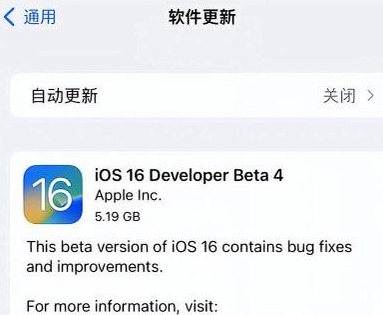 石河子乡苹果手机维修分享iOS16 Beta4 更新内容及升级建议 