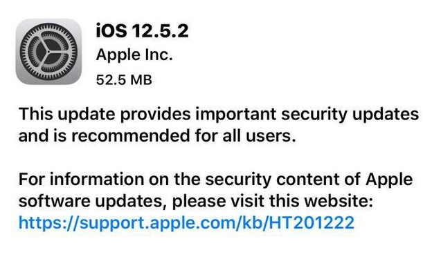 石河子乡苹果手机维修分享iOS12.5.2发布，建议所有老苹果用户安装 